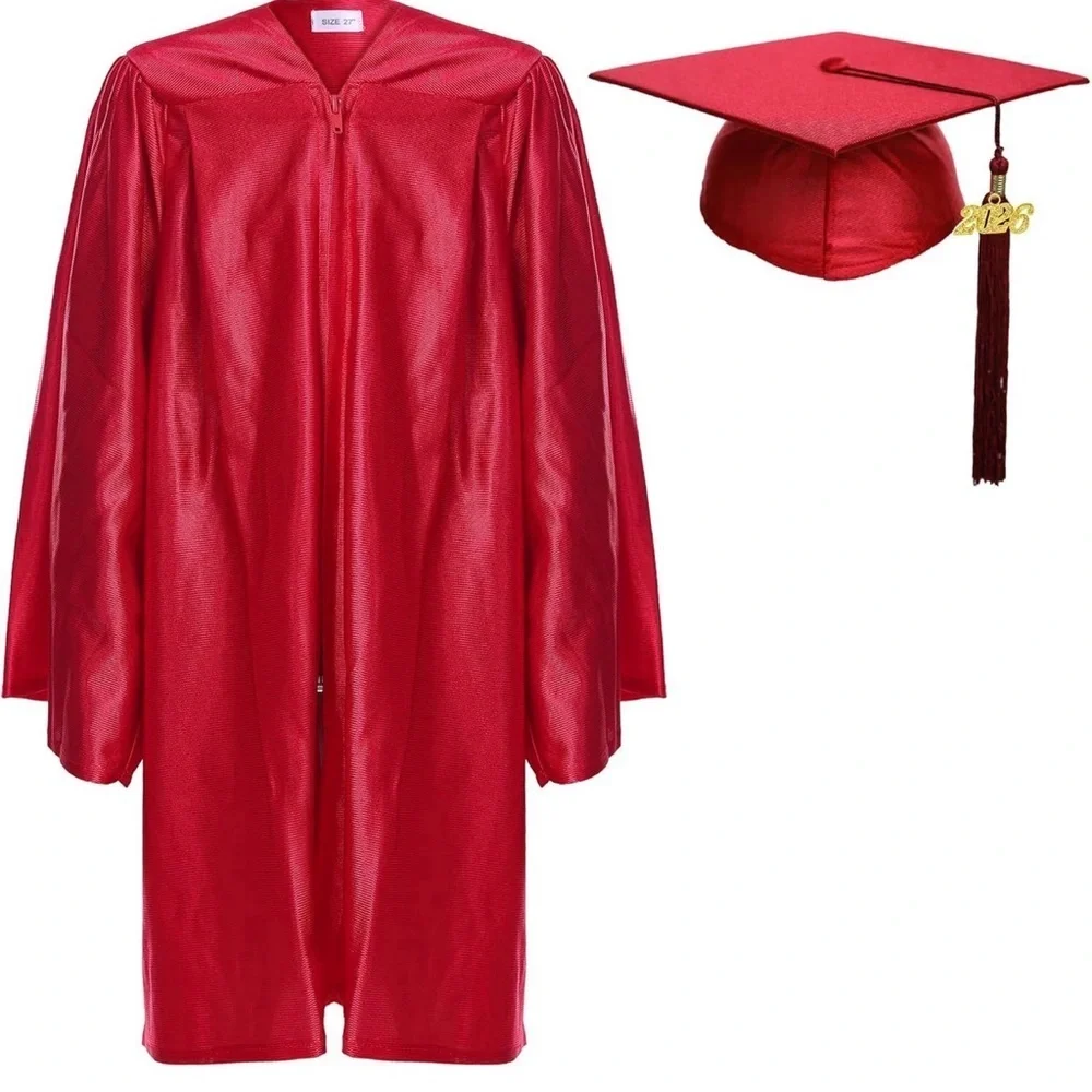 Kindergarten Red Graduation Cap and Gown Set